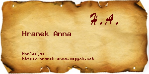 Hranek Anna névjegykártya
